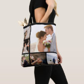 Creëer Uw Eigen 6 Fotocollage Zwart Tote Bag (Dichtbij)