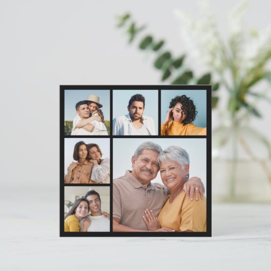 Creëer Uw eigen 6 Kleur voor fotocollage Editable Kaart (Staand voorkant)