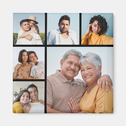 Creëer Uw eigen 6 Kleur voor fotocollage Editable Magneet (Voorkant)