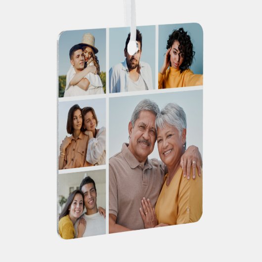 Creëer Uw eigen 6 Kleur voor fotocollage Editable Metalen Ornament (Voorkant Rechts)