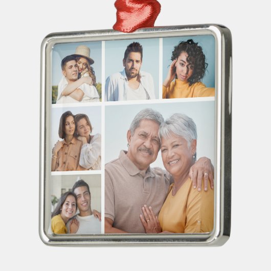 Creëer Uw eigen 6 Kleur voor fotocollage Editable Metalen Ornament (Links)