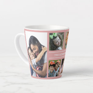 Creëer Uw eigen 6 Naam van fotocollage Roze Latte Mok