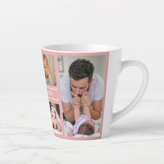 Creëer Uw eigen 6 Naam van fotocollage Roze Latte Mok (Rechts)