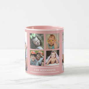Creëer Uw eigen 6 Naam van fotocollage Roze Mok