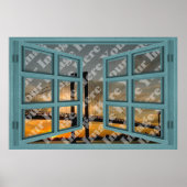 Creëer Uw eigen 6-puit groene wooden open venster Poster (Voorkant)