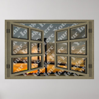 Creëer Uw eigen 6-puit licht bruin open venster Poster