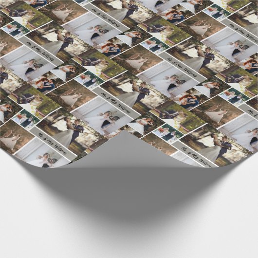 Creëer Uw eigen 7-foto bruiloft collage Cadeaupapier (Hoek)