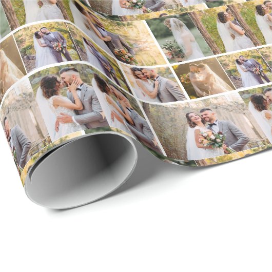 Creëer Uw eigen 7 foto bruiloft collage Cadeaupapier (Rol Hoek)
