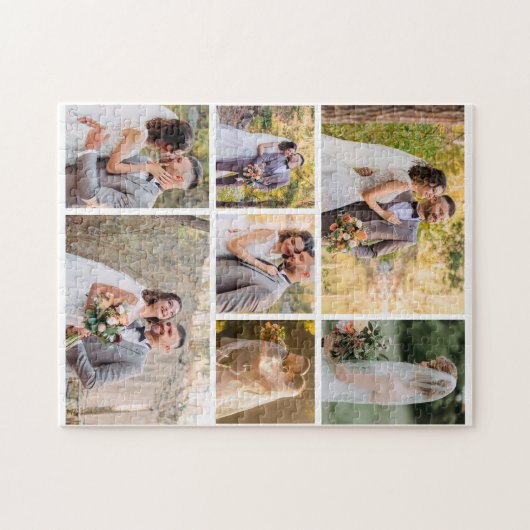 Creëer Uw eigen 7 foto bruiloft collage Legpuzzel (Horizontaal)