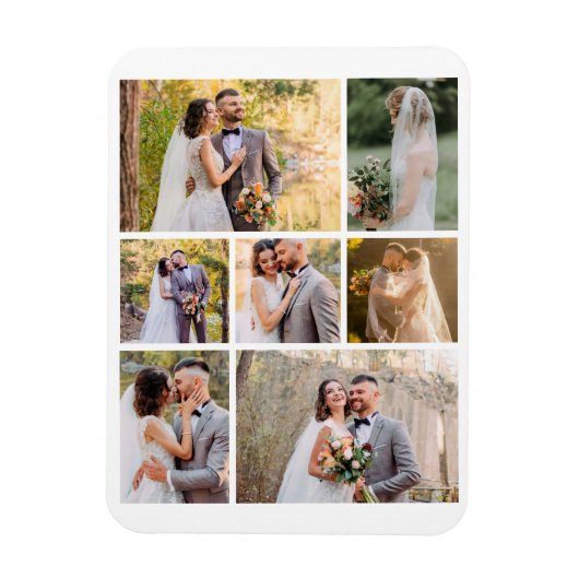Creëer Uw eigen 7 foto bruiloft collage Magneet (Verticaal)