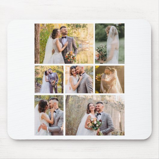 Creëer Uw eigen 7 foto bruiloft collage Muismat (Voorkant)