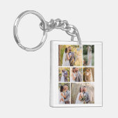 Creëer Uw eigen 7 foto bruiloft collage Sleutelhanger (Voorkant Links)