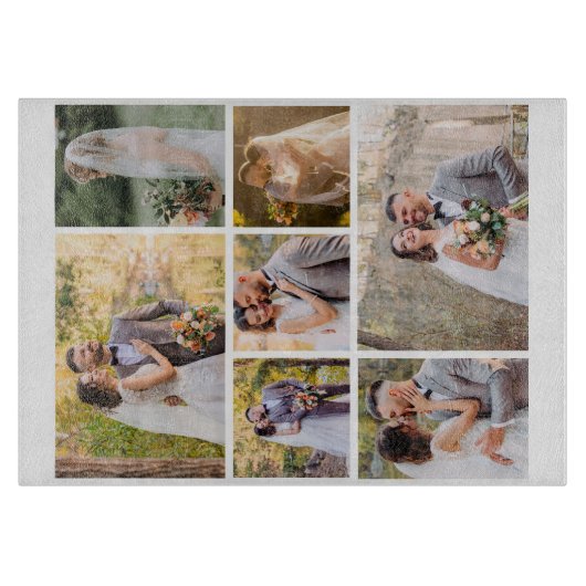 Creëer Uw eigen 7 foto bruiloft collage Snijplank (Voorkant)