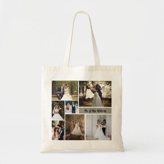 Creëer Uw eigen 7-foto bruiloft collage Tote Bag (Voorkant)