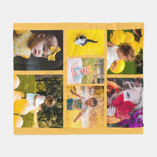 Creëer Uw eigen 7 Foto Collage Yellow Fleece Deken (Voorkant (Horizontaal))