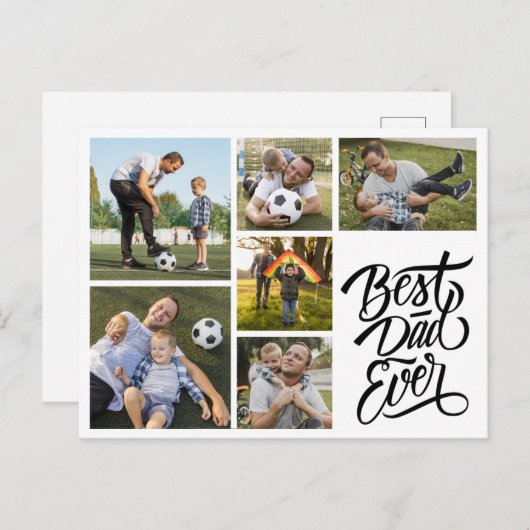 Creëer Uw eigen 7 fotocollage Beste Pap Ooit Briefkaart (Voorkant / Achterkant)