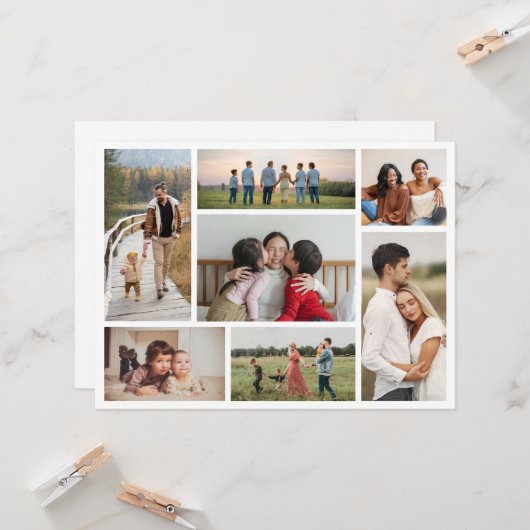 Creëer Uw Eigen 7 Fotocollage Groet Kaart (Voorkant / Achterkant in situ)