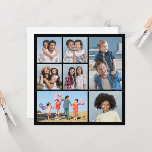 Creëer Uw Eigen 7 Fotocollage Groet Kaart (Voorkant / Achterkant in situ)