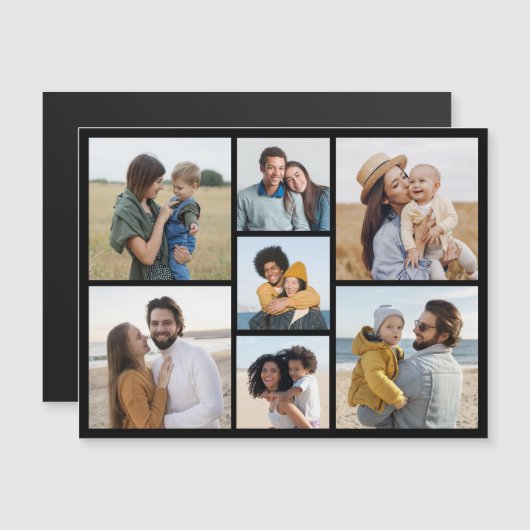 Creëer Uw eigen 7 Fotocollage Magnetische Kaart (Voorkant / Achterkant)