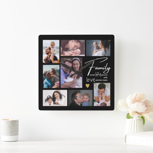 Creëer Uw eigen 8 citaat voor fotocollage Vierkante Klok (Huis)