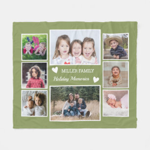 Creëer Uw Eigen 8 Familie Foto Collage Groen Fleece Deken