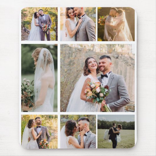 Creëer Uw eigen 8 foto bruiloft collage Muismat (Voorkant)