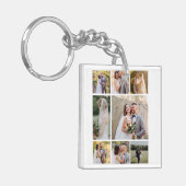 Creëer Uw eigen 8 foto bruiloft collage Sleutelhanger (Voorkant Links)