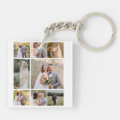 Creëer Uw eigen 8 foto bruiloft collage Sleutelhanger (Achterkant)