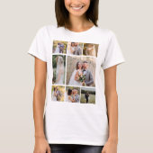 Creëer Uw eigen 8 foto bruiloft collage T-shirt (Voorkant)