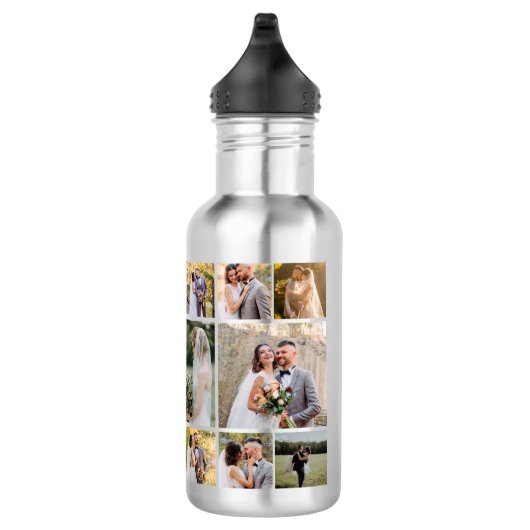 Creëer Uw eigen 8 foto bruiloft collage Waterfles (Rechts)