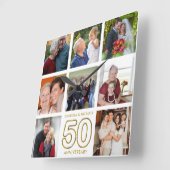 Creëer Uw eigen 8 Foto Collage 50e Jubileum Vierkante Klok (Hoek)