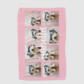 Creëer Uw eigen 8 Foto Collage Aangepaste Naam Roz Golfhanddoek (Voorkant)