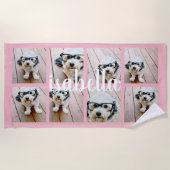 Creëer Uw eigen 8 Foto Collage Aangepaste Naam Roz Strandlaken (Voorkant)