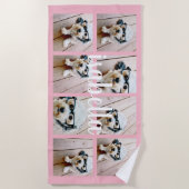 Creëer Uw eigen 8 Foto Collage Aangepaste Naam Roz Strandlaken (Voorkant)