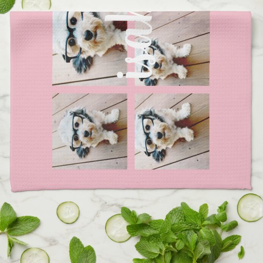 Creëer Uw eigen 8 Foto Collage Aangepaste Naam Roz Theedoek (Gevouwen)