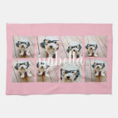 Creëer Uw eigen 8 Foto Collage Aangepaste Naam Roz Theedoek (Horizontaal)