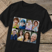 Creëer Uw Eigen 8 Foto Collage Familienaam Zwart T-shirt