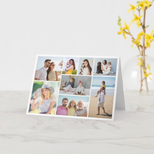 Creëer Uw eigen 8 Fotocollage gevouwen Kaart (Gele Bloem)