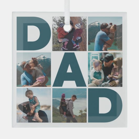 Creëer Uw eigen 8 Fotocollage Pap Glas Ornament (Voorkant)