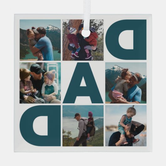 Creëer Uw eigen 8 Fotocollage Pap Glas Ornament (Achterkant)