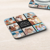 Creëer Uw eigen 8 Fotocollage Voeg uw groet toe Bier Onderzetter (Linkerzijde)