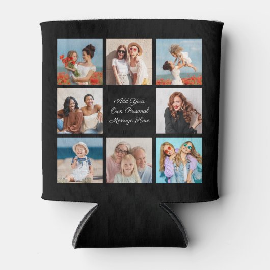 Creëer Uw eigen 8 Fotocollage Voeg uw groet toe Blikjeskoeler (Voorkant)