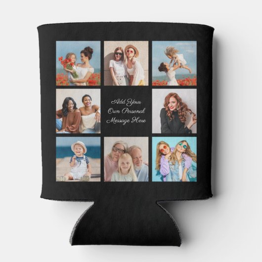 Creëer Uw eigen 8 Fotocollage Voeg uw groet toe Blikjeskoeler (Achterkant)