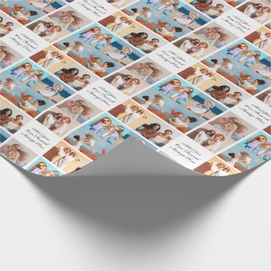 Creëer Uw eigen 8 Fotocollage Voeg uw groet toe Cadeaupapier (Hoek)
