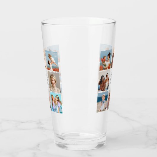 Creëer Uw eigen 8 Fotocollage Voeg uw groet toe Glas (Links)