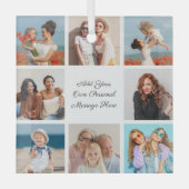 Creëer Uw eigen 8 Fotocollage Voeg uw groet toe Glas Ornament (Voorkant)