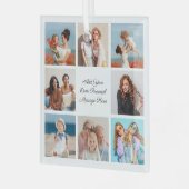 Creëer Uw eigen 8 Fotocollage Voeg uw groet toe Glas Ornament (Voorkant links)