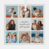 Creëer Uw eigen 8 Fotocollage Voeg uw groet toe Glas Ornament (Achterkant)