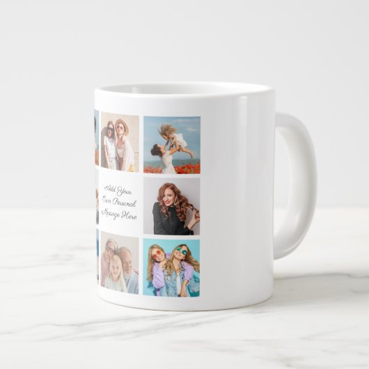 Creëer Uw eigen 8 Fotocollage Voeg uw groet toe Grote Koffiekop (Voorkant rechts)