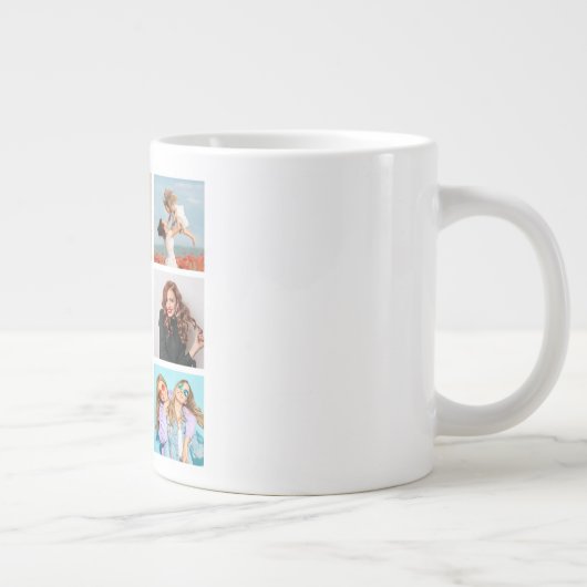 Creëer Uw eigen 8 Fotocollage Voeg uw groet toe Grote Koffiekop (Rechts)